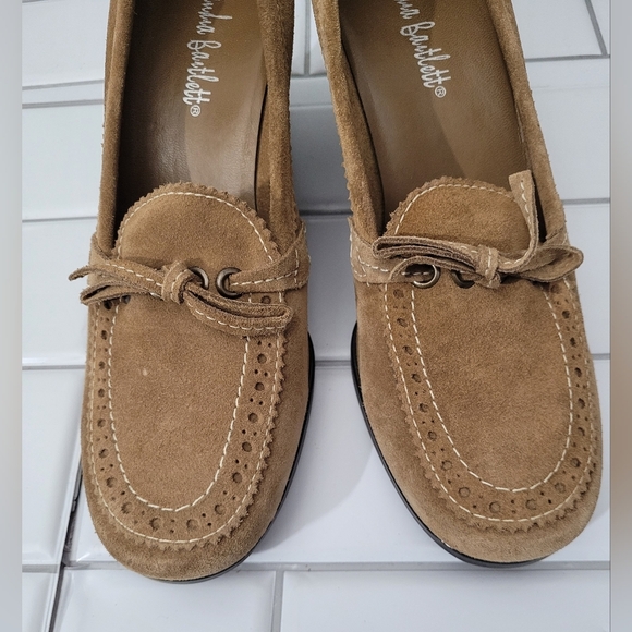 Alexandra Bartlett Ladies Tan Suede Leather 3in Wedge Heel Shoe  Preppy Ivy Leag - Picture 2 of 9